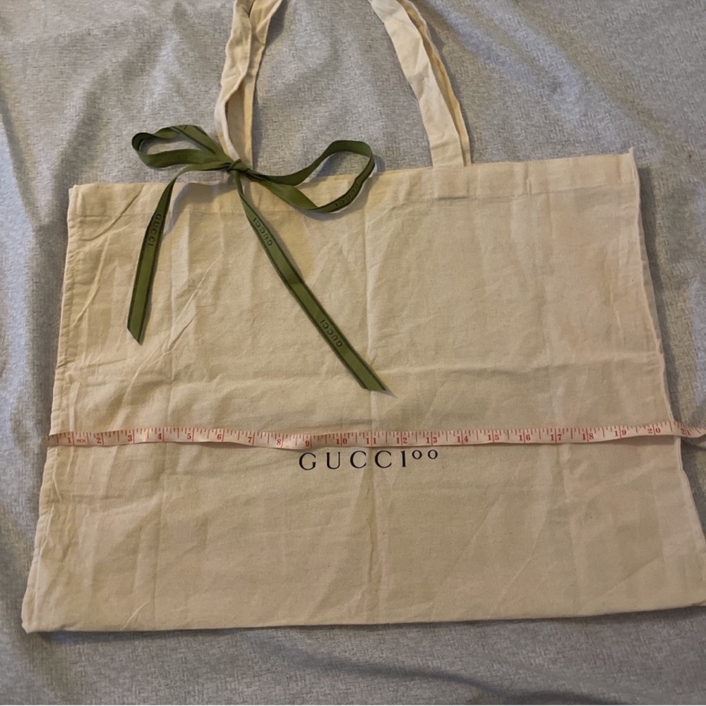 Gucci Beige Tote with Olive Ribbon